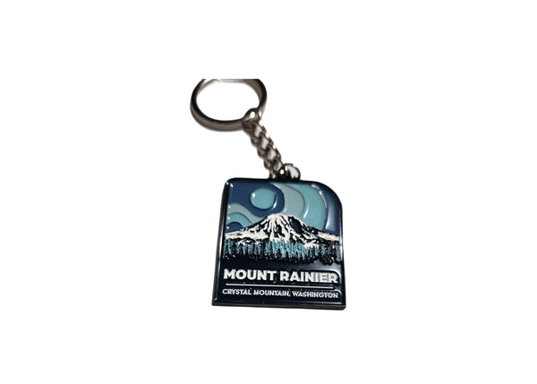 Crystal Mtn - Mt Rainier Blue Swirl key ring